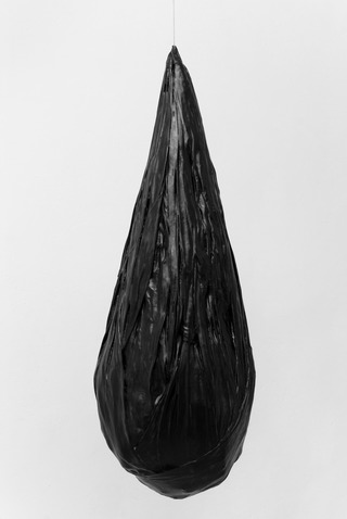 BLACK CLUSTER I, 2014, clothes, wax, steel wire, 128x45x45 cm